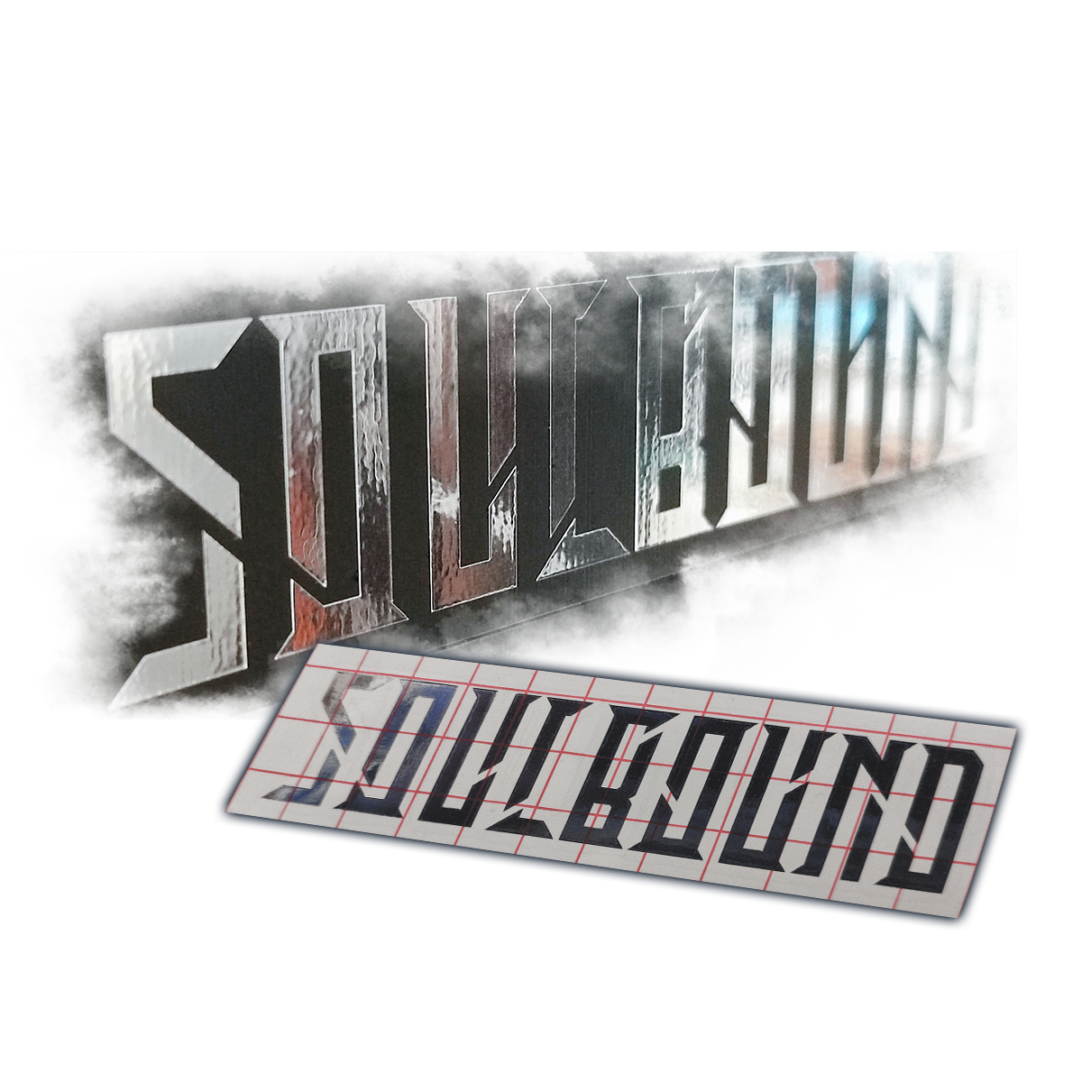 Chrom Sticker "SOULBOUND" - silber matt