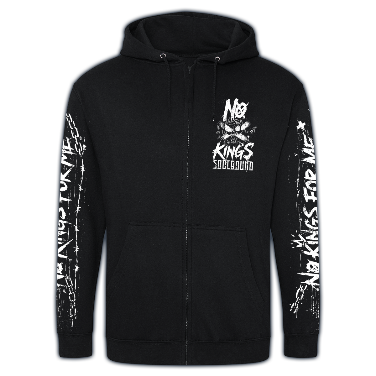 Zipper "No Kings For Me", schwarz (fairtrade)